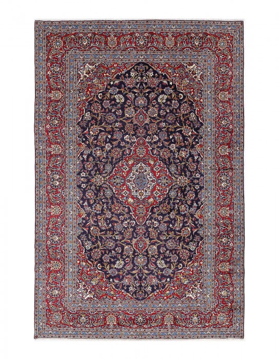Navy blue Fine Hand knotted Persian Kashan 8'x 12'5": Navy blue Fine Hand knotted Persian Kashan 8'x 12'5" - NEW, Kashan, Hand-Knotted, Lamb's Wool, 300 -D13997- 862.This item is part of our fine auction collection which includes many fine home accessori