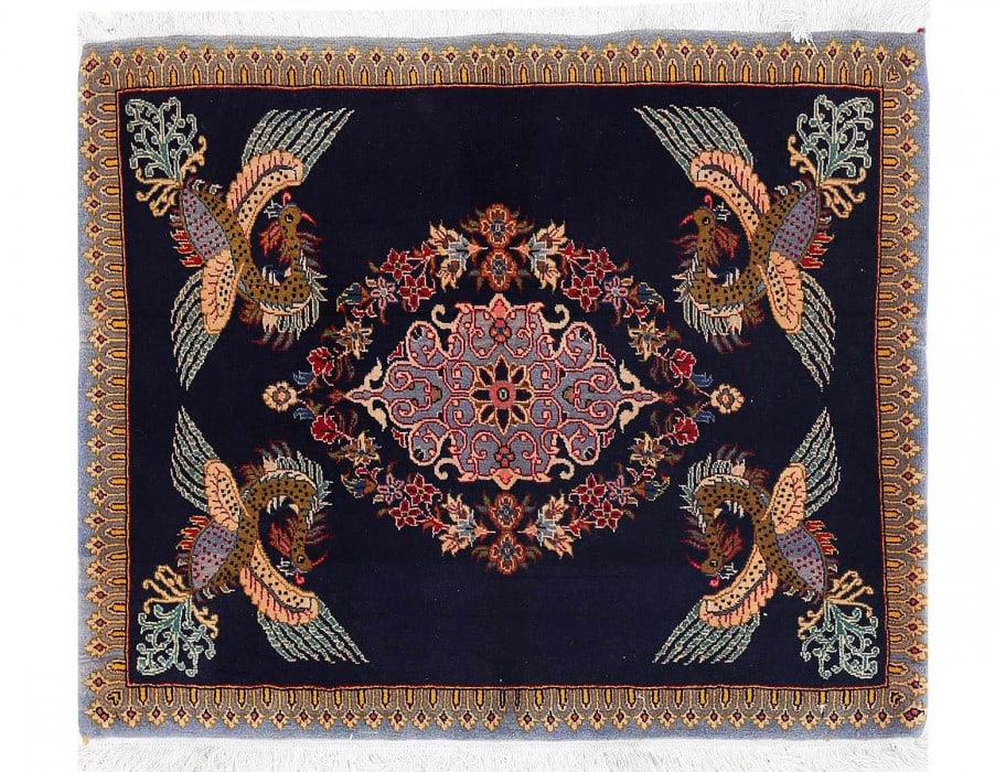 Blue Persian Kashan 2'7"x 3'2': Blue Persian Kashan 2'7"x 3'2' - NEW, Kashan, Hand-Knotted, Lamb's Wool, 300 -D13658,D13659- 862.This item is part of our fine auction collection which includes many fine home accessories including an
