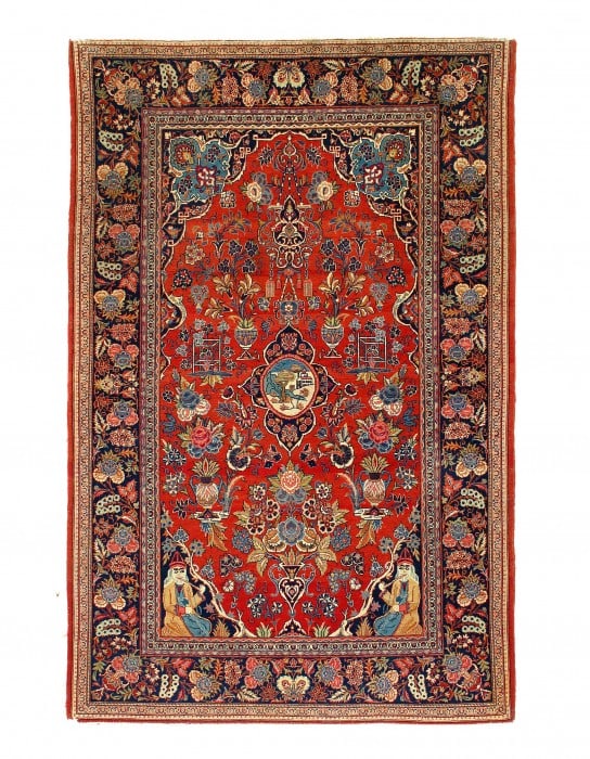 Fine Hand knotted Persian Antique Kashan 4'5'' X 7': Fine Hand knotted Persian Antique Kashan 4'5'' X 7' - Circa 1910, Kashan, Hand-Knotted, Lamb's Wool, 300 -D11805- 862.This item is part of our fine auction collection which includes many fine home acc