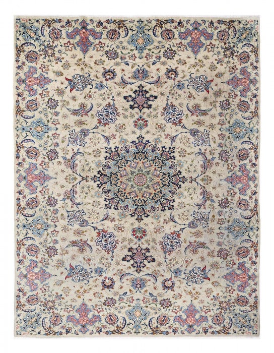 Beige color Hand knotted Antique Persian Kashan 11'1"x14'4": Beige color Hand knotted Antique Persian Kashan 11'1"x14'4" - circa 1960, Kashan, Hand-Knotted, Lamb's Wool, 300 -D14041- 862.This item is part of our fine auction collection which includes many fine