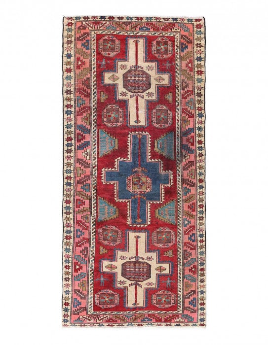 Fine Hand knotted persian vintage Karajeh runner 3'7'' X 8'3'': Fine Hand knotted persian vintage Karajeh runner 3'7'' X 8'3'' - 1920, Karaja, Hand-Knotted, Lamb's Wool, 300 -D13670- 862.This item is part of our fine auction collection which includes many fine hom