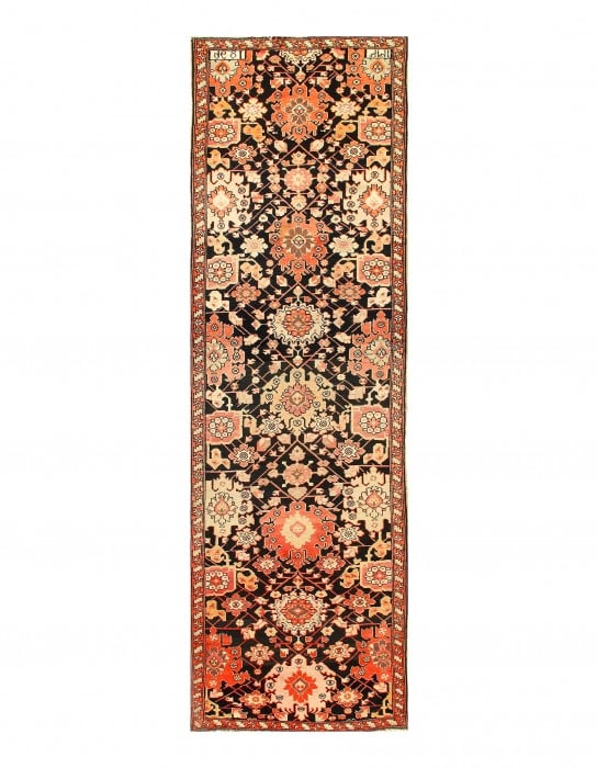 Navy Blue Antique Karabakh Runner 3'6'' X 12'11'': Navy Blue Antique Karabakh Runner 3'6'' X 12'11'' - Circa 1980, Karabagh, Hand-Knotted, Lamb's Wool, 300 -19068- 862.This item is part of our fine auction collection which includes many fine home acce