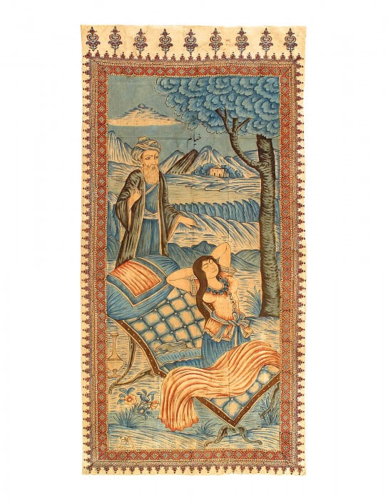 Persian Well Made Pictorial Rug, Handmade Umar Khayyam Hanging Rug: Persian Well Made Pictorial Rug, Handmade Umar Khayyam Hanging Rug - Early 20th Century, Isfahan, Hand-Knotted, Flat Weave, 300 -D12206- 862.This item is part of our fine auction collection which incl
