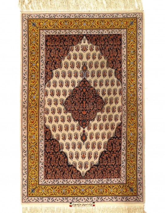 Fine Hand Knotted Silk & wool Persian Isfahan 3'8'' X 5'5'': Fine Hand Knotted Silk & wool Persian Isfahan 3'8'' X 5'5'' - New, Isfahan, Hand-Knotted, Wool & Silk, 300 -D03400- 862.This item is part of our fine auction collection which includes many fine home a