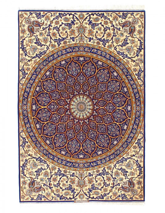 Fine Hand knotted Persian silk & wool Isfahan 5'1'' X 7'8'': Fine Hand knotted Persian silk & wool Isfahan 5'1'' X 7'8'' - New, Isfahan, Hand-Knotted, Wool & Silk, 300 -D14529- 862.This item is part of our fine auction collection which includes many fine home a