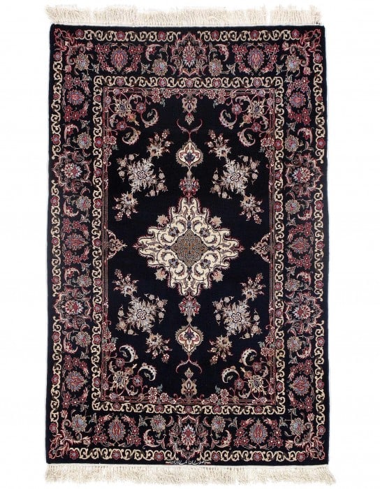 Black Persian Isfahan 3'5" x 5'5": Black Persian Isfahan 3'5" x 5'5" - New, Isfahan, Hand-Knotted, Wool & Silk, 300 -D09654- 862.This item is part of our fine auction collection which includes many fine home accessories including antiq
