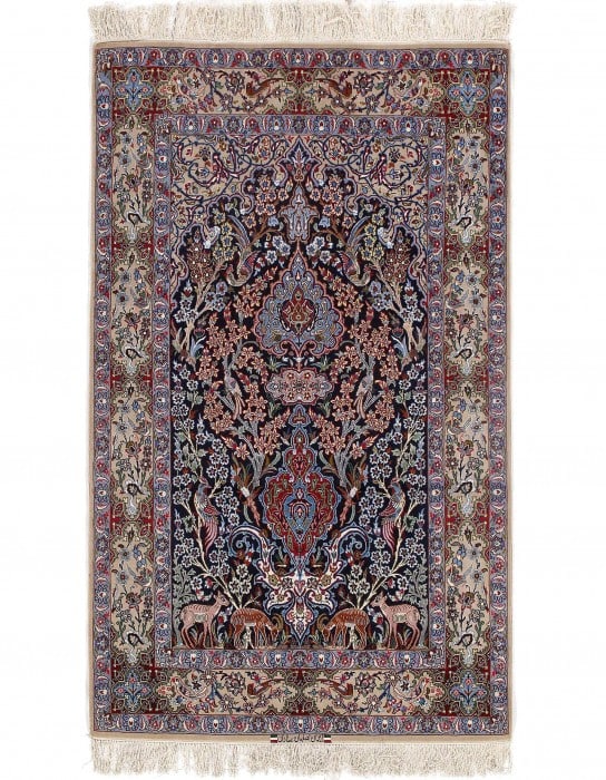 Ivory Persian Isfahan 3'6" X 6': Ivory Persian Isfahan 3'6" X 6' - New, Isfahan, Hand-Knotted, Wool & Silk, 300 -D09652- 862.This item is part of our fine auction collection which includes many fine home accessories including antique