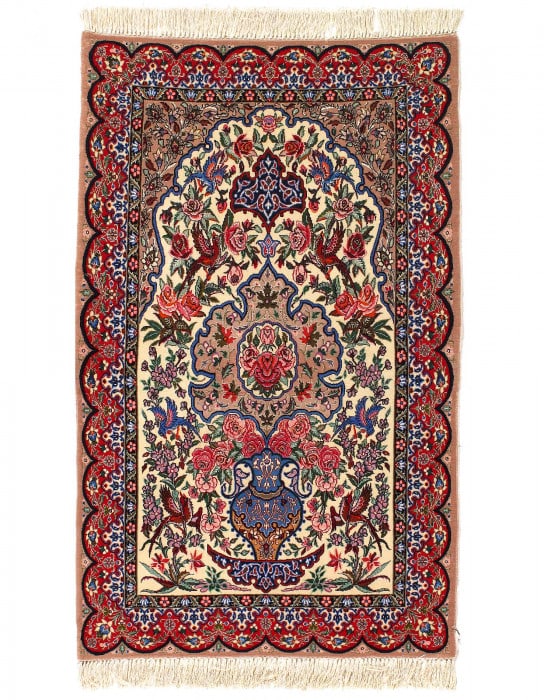 Fine Hand knotted Persian Silk & wool Isfahan 2'8'' X 4'4'': Fine Hand knotted Persian Silk & wool Isfahan 2'8'' X 4'4'' - New, Isfahan, Hand-Knotted, Wool & Silk, 300 -D03064- 862.This item is part of our fine auction collection which includes many fine home a