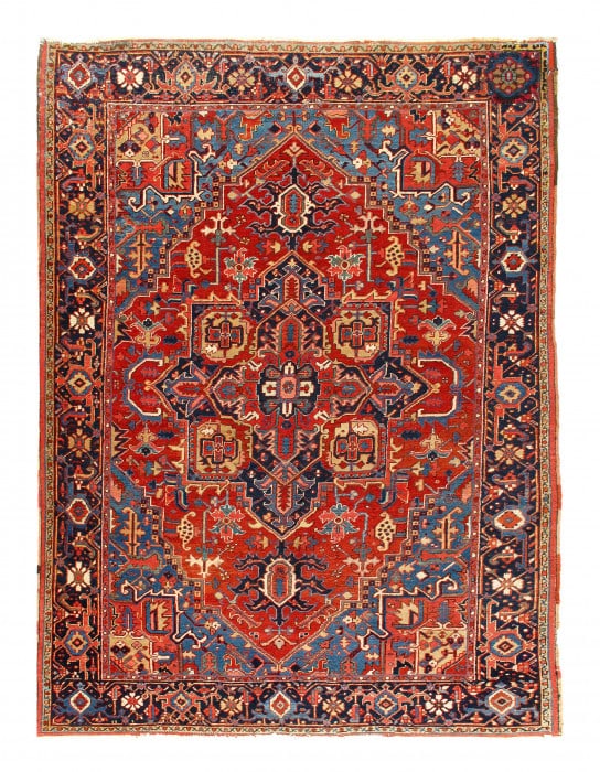 Rust Antique Persian Heriz Serapi Rug 7'1"X 9.2" (1 of 3)