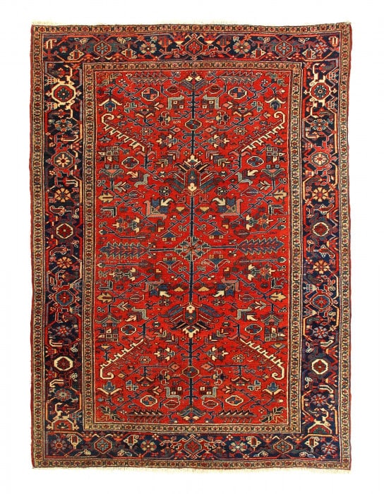 Rust Antique Persian Heriz Serapi Rug 6'6"x 8'11": Rust Antique Persian Heriz Serapi Rug 6'6"x 8'11" - CIRCA 1920, Heriz, Hand-Knotted, Lamb's Wool, 300 -D14911- 862.This item is part of our fine auction collection which includes many fine home access
