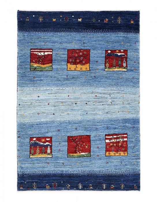 Light blue Hand knotted Persian Gabbeh 2'9'' X 4'1'': Light blue Hand knotted Persian Gabbeh 2'9'' X 4'1'' - New, Gabbeh, Hand-Knotted, Lamb's Wool, 300 -D13390- 862.This item is part of our fine auction collection which includes many fine home accessori