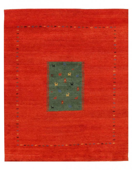 Red Hand Knotted Gabbeh Rug 8'2'' X 9'11'': Red Hand Knotted Gabbeh Rug 8'2'' X 9'11'' - New, Gabbeh, Hand-Knotted, Lamb's Wool, 300 -20764- 862.This item is part of our fine auction collection which includes many fine home accessories includin