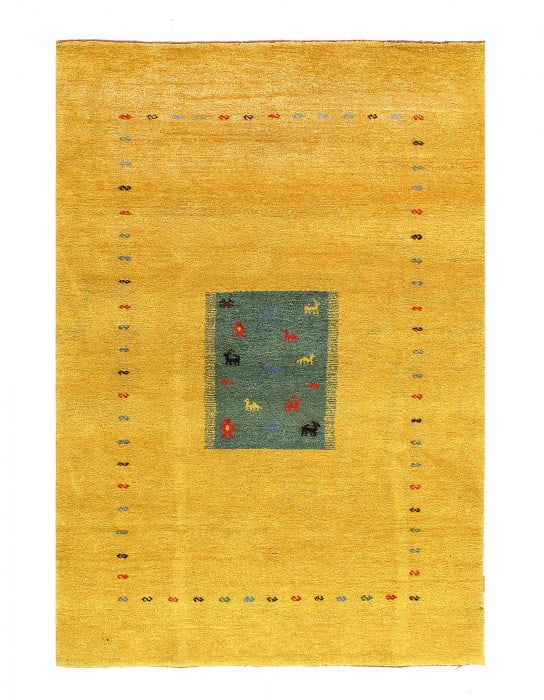 Gold Hand Knotted Gabbeh Rug 6' X 9': Gold Hand Knotted Gabbeh Rug 6' X 9' - New, Gabbeh, Hand-Knotted, Lamb's Wool, 300 -22939- 862.This item is part of our fine auction collection which includes many fine home accessories including anti