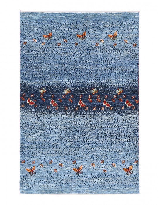 Light Blue Fine Hand knotted Persian Gabbeh 2'9'' X 4'2'': Light Blue Fine Hand knotted Persian Gabbeh 2'9'' X 4'2'' - New, Gabbeh, Hand-Knotted, Lamb's Wool, 300 -D13505- 862.This item is part of our fine auction collection which includes many fine home acce