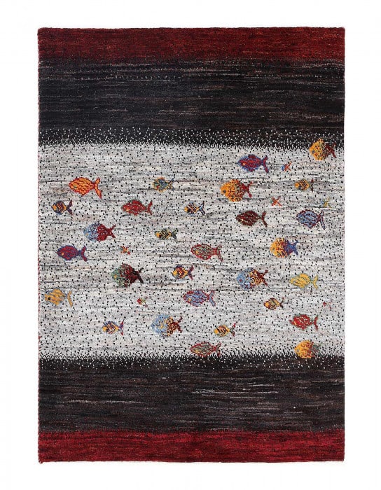 Fine Hand knotted Persian Fish Gabbeh 2'9"X 4': Fine Hand knotted Persian Fish Gabbeh 2'9"X 4' - NEW, Gabbeh, Hand-Knotted, Lamb's Wool, 300 -D13447- 862.This item is part of our fine auction collection which includes many fine home accessories inc