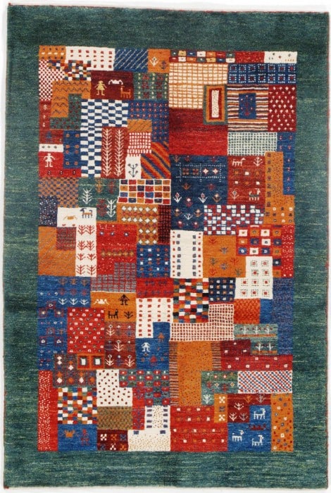 Multi Color Genuine Persian Gabbeh 3' X 5': Multi Color Genuine Persian Gabbeh 3' X 5' - New, Gabbeh, Hand-Knotted, Lamb's Wool, 300 -D09202- 862.This item is part of our fine auction collection which includes many fine home accessories includi