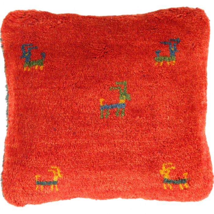 Fine Hand knotted Persian Gabbeh pillow 15" X 16": Fine Hand knotted Persian Gabbeh pillow 15" X 16" - New, Gabbeh, Handmade , Lamb's Wool, 300 -PG 207- 862.This item is part of our fine auction collection which includes many fine home accessories inc