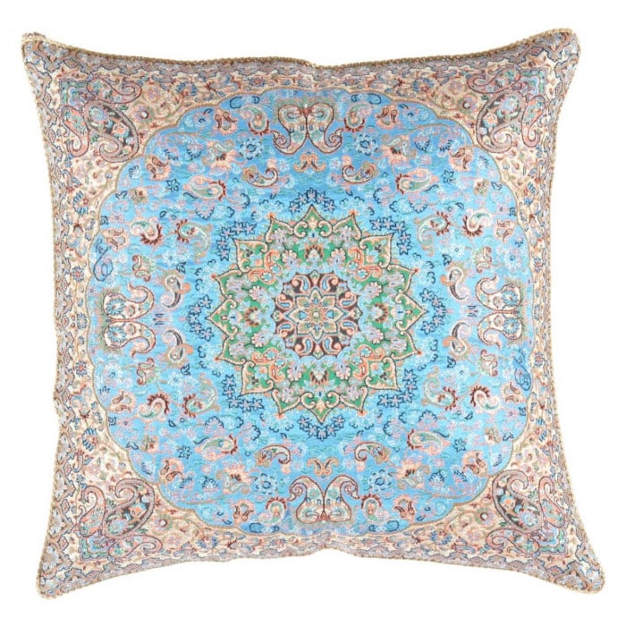 Light Blue Diamond Persian Silk Termeh 20'': Light Blue Diamond Persian Silk Termeh 20'' - New, Isfahan, Handmade , Wool & Silk, 300 -IRT 61 M- 862.This item is part of our fine auction collection which includes many fine home accessories includ