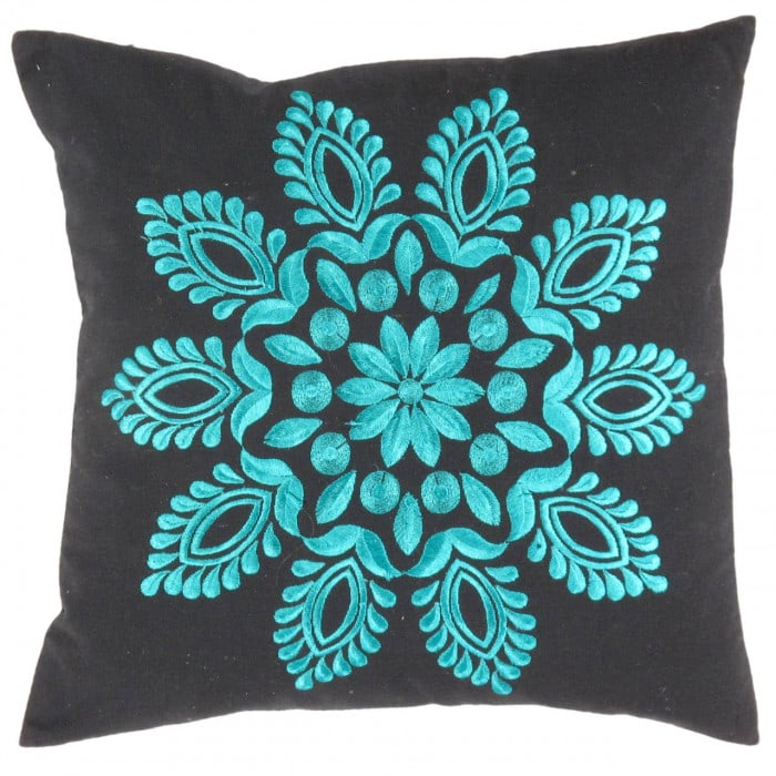 Teal Design Pillow 16"X 16": Teal Design Pillow 16"X 16" - N/A, italian, Hand-Woven, Cotton, 300 -BL 15, BL 7- 862.This item is part of our fine auction collection which includes many fine home accessories including antique rugs,