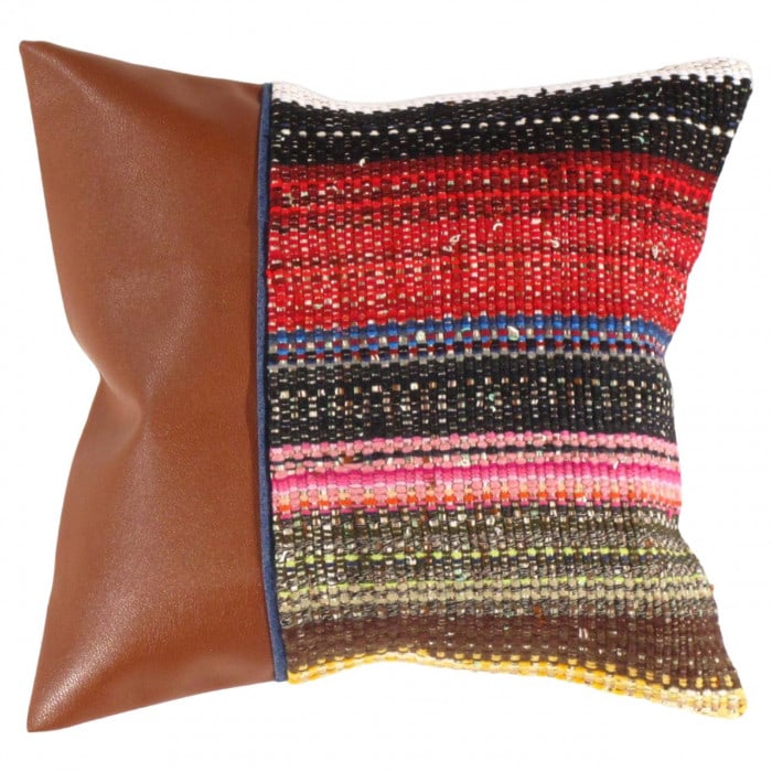 Kilim Leather Pillow Cover 16x16 in Oriental Turkish Rug: Kilim Leather Pillow Cover 16x16 in Oriental Turkish Rug - New, Modern, Hand-made, Leather, 300 -GL 20 A- 862.This item is part of our fine auction collection which includes many fine home accessories