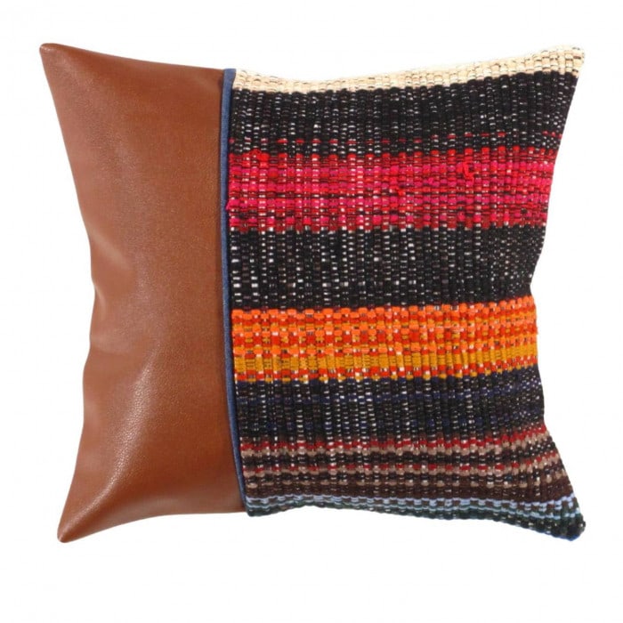 Kilim Leather Pillow Cover 16x16 in Oriental Turkish Rug: Kilim Leather Pillow Cover 16x16 in Oriental Turkish Rug - New, Sumak, Hand-made, Cotton, 300 -GL 21 A- 862.This item is part of our fine auction collection which includes many fine home accessories i