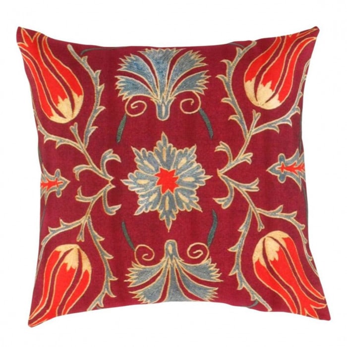 Turkish Suzani Design pillow 20'' X 20'': Turkish Suzani Design pillow 20'' X 20'' - New, Suzani, Handmade , Pure Silk, 300 -TSP 198M- 862.This item is part of our fine auction collection which includes many fine home accessories including an