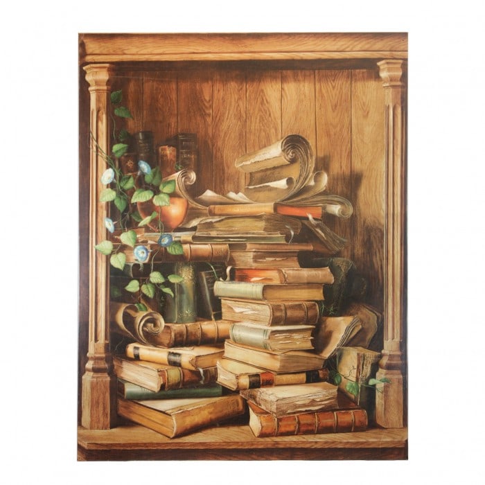 "Vintage Books" Print on Canvas 35" x 51" x 1": "Vintage Books" Print on Canvas - , Traditional, N/A, Wooden, 300 -ART-105- 862.This item is part of our fine auction collection which includes many fine home accessories including antique rugs, vinta