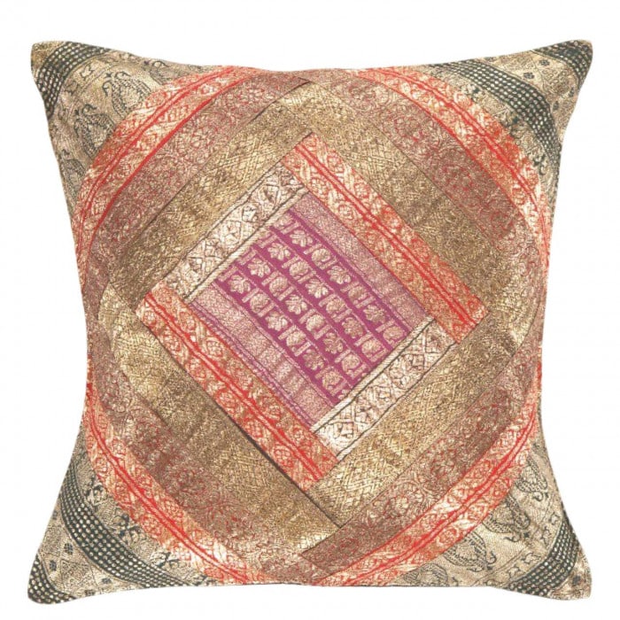 Vintage Sari silk Square Pillow Case 16 ": Vintage Sari silk Square Pillow Case 16 " - N/A, Traditional, Hand-Woven, sari Silk, 300 -PSS 165- 862.This item is part of our fine auction collection which includes many fine home accessories includ