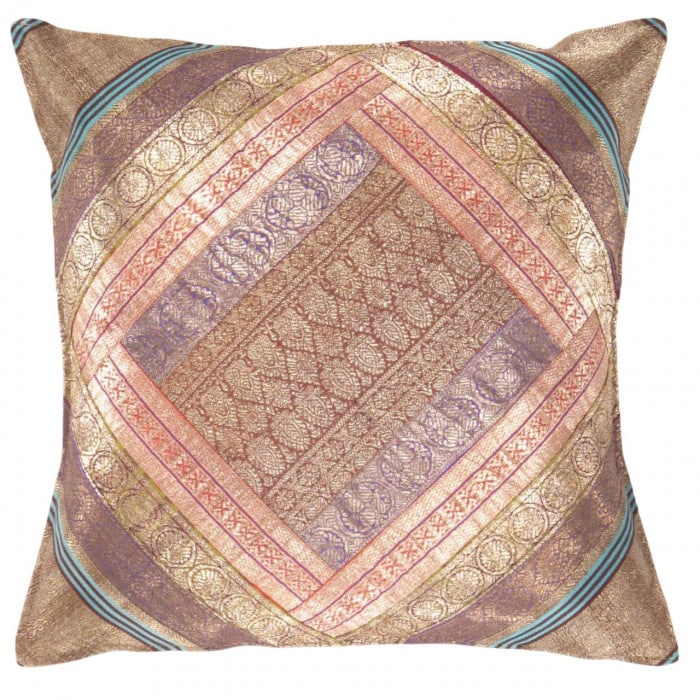 Vintage Sari silk Square Pillow Case 16 ": Vintage Sari silk Square Pillow Case 16 " - N/A, Traditional, Hand-Woven, sari Silk, 300 -PSS 166- 862.This item is part of our fine auction collection which includes many fine home accessories includ