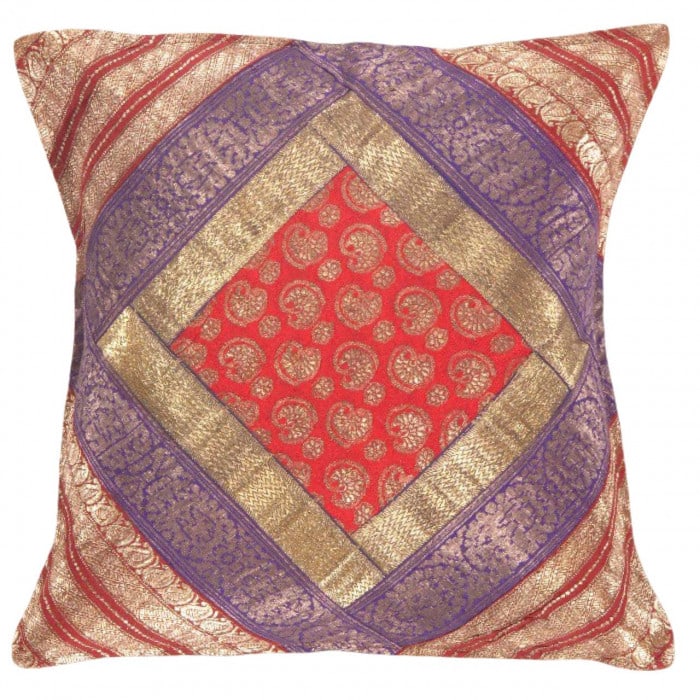 Vintage Sari silk Square Pillow Case 16 ": Vintage Sari silk Square Pillow Case 16 " - N/A, Traditional, Hand-Woven, sari Silk, 300 -PSS 170- 862.This item is part of our fine auction collection which includes many fine home accessories includ