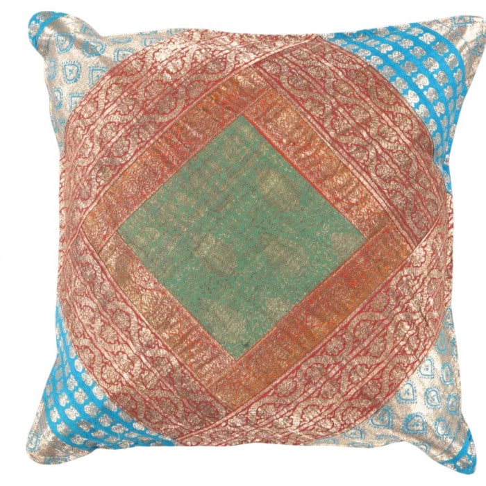 Vintage Sari silk Square Pillow Case 16 ": Vintage Sari silk Square Pillow Case 16 " - N/A, Traditional, Hand-Woven, sari Silk, 300 -PSS 171- 862.This item is part of our fine auction collection which includes many fine home accessories includ