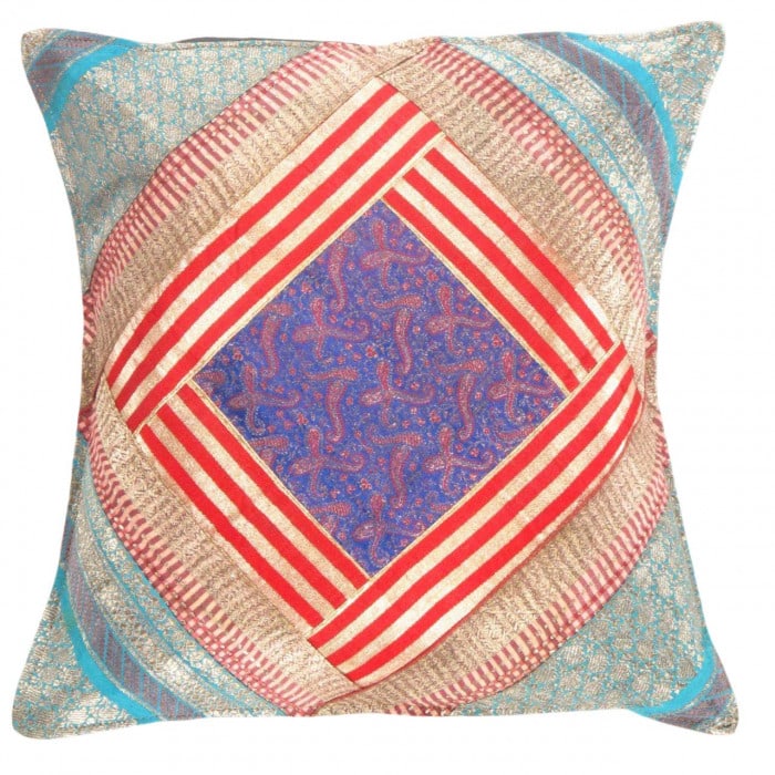 Vintage Sari silk Square Pillow Case 16 ": Vintage Sari silk Square Pillow Case 16 " - N/A, Traditional, Hand-Woven, sari Silk, 300 -PSS 172- 862.This item is part of our fine auction collection which includes many fine home accessories includ