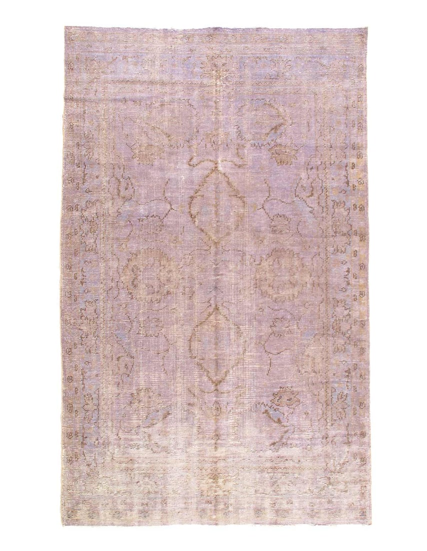 Contemporary Light Lavender Hand knotted Vintage overdyed rug 6'X 9' (1 of 3)