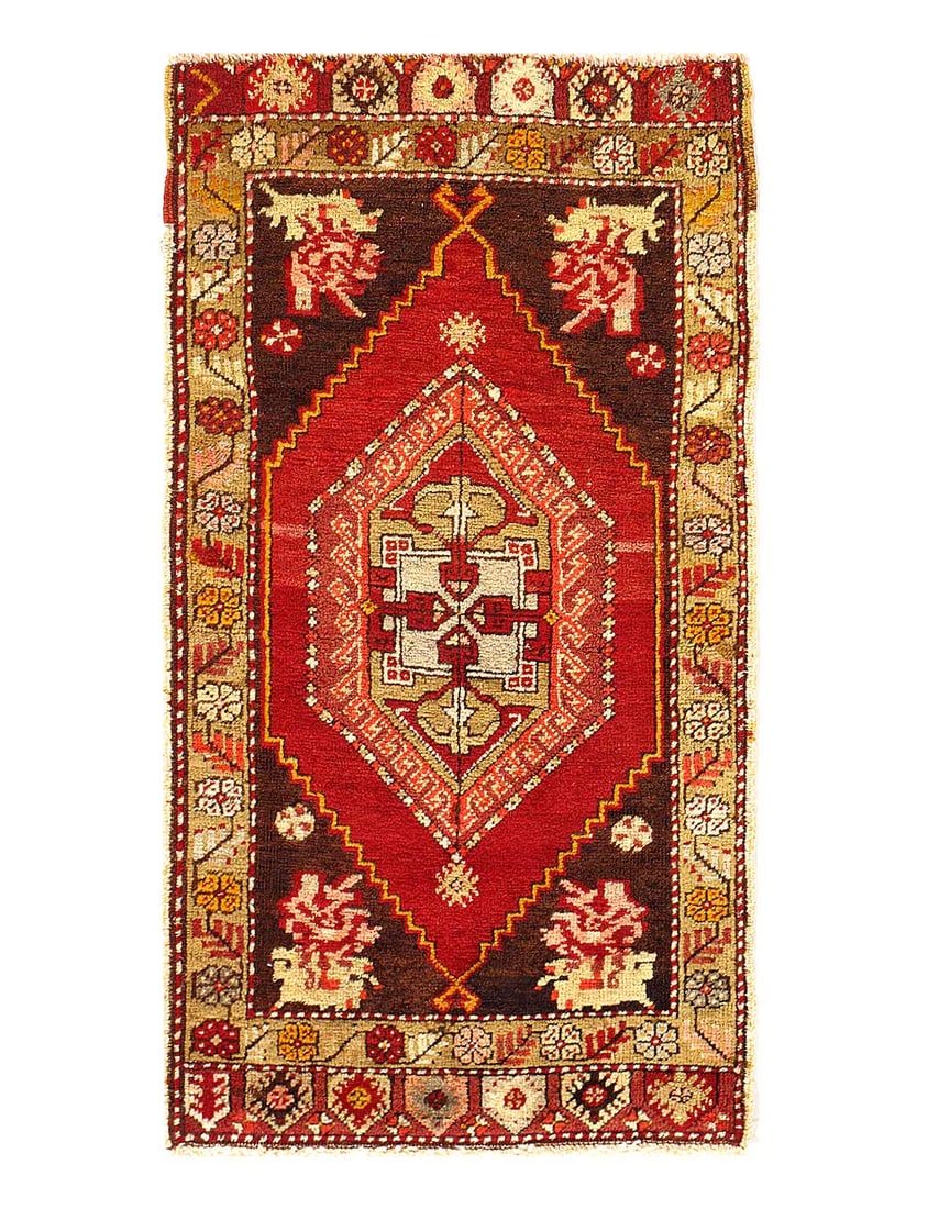 Antique Turkish Oushak Rug 1'7"X 2'11" (1 of 3)