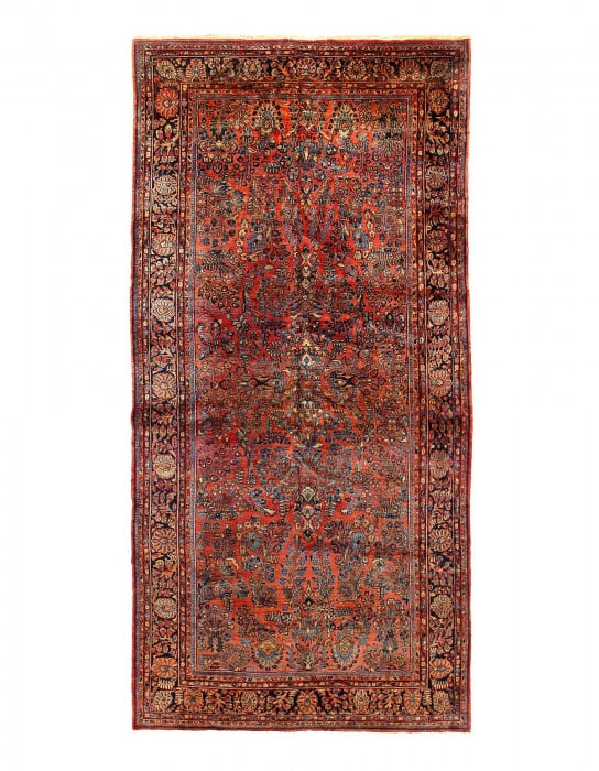 Rust Antique Sarouk Rug 7' X 14'3": Rust Antique Sarouk Rug 7' X 14'3" - CIRCA 1920, Sarouk, Hand-Knotted, Lamb's Wool, 300 -D15020- 862.This item is part of our fine auction collection which includes many fine home accessories includin