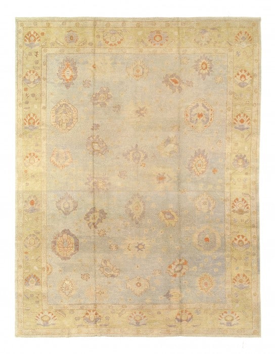Light blue Hand Knotted Turkish Rug 11' X 14': Light blue Hand Knotted Turkish Rug 11' X 14' - New, Oushak, Hand-Knotted, Lamb's Wool, 300 -D05633- 862.This item is part of our fine auction collection which includes many fine home accessories incl