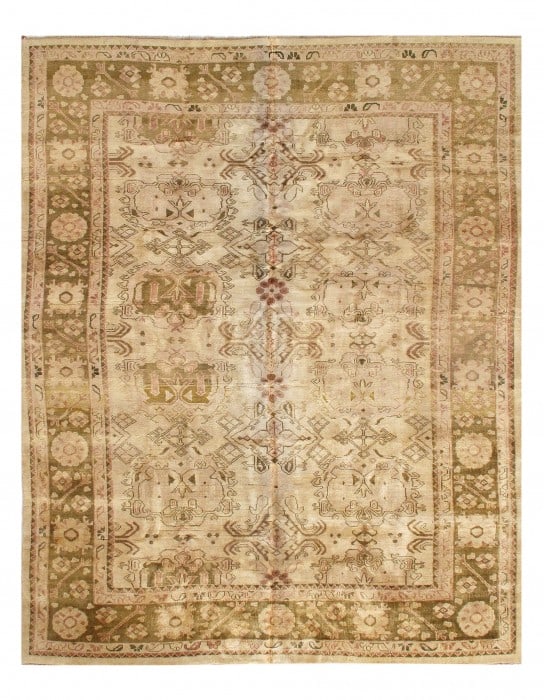 Ivory Fine Hand Knotted Oushak Rug 10'5'' X 13'7'': Ivory Fine Hand Knotted Oushak Rug 10'5'' X 13'7'' - New, Oushak, Hand-Knotted, Lamb's Wool, 300 -21767- 862.This item is part of our fine auction collection which includes many fine home accessories