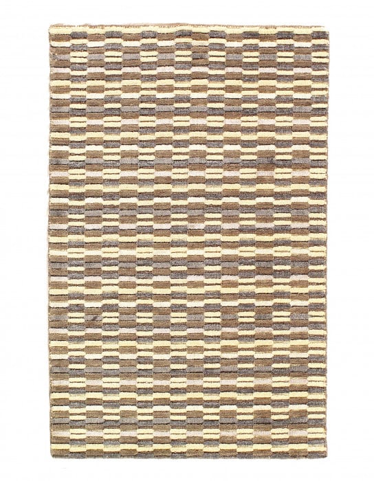 Modern Earth-tone Hand-made Wool & Bamboo Silk Indo Rug 3'X 5': Modern Earth-tone Hand-made Wool & Bamboo Silk Indo Rug 3'X 5' - NEW, Modern, Hand-Knotted, Wool & Bambooo, 300 -D09338- 862.This item is part of our fine auction collection which includes many fine