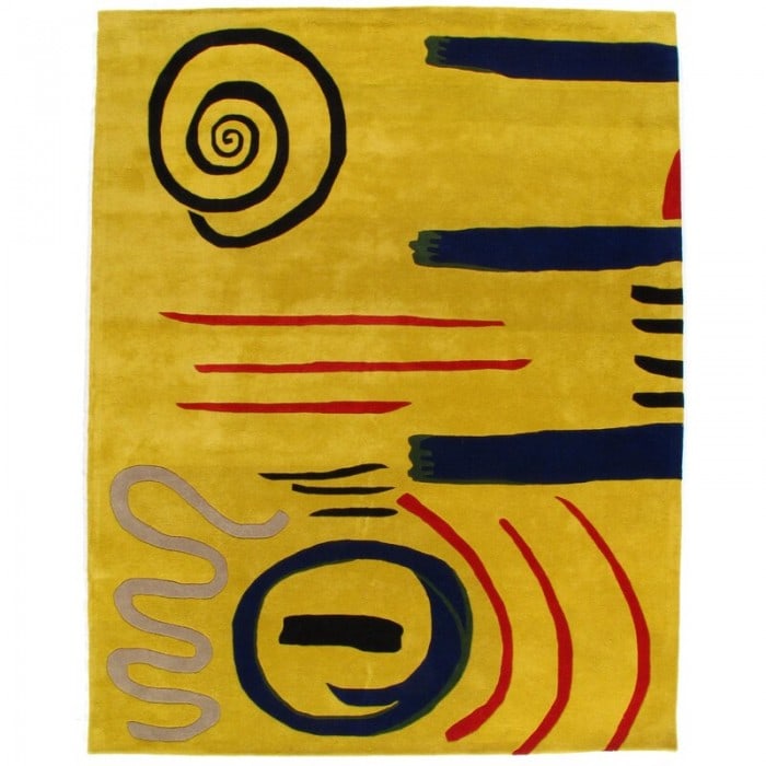 Modern Hand Tufted Wool Yellow Area Rug - 4' X 6': Modern Hand Tufted Wool Yellow Area Rug - 4' X 6' - New, Modern, Hand-Knotted, Lamb's Wool, 300 -D08470- 862.This item is part of our fine auction collection which includes many fine home accessories