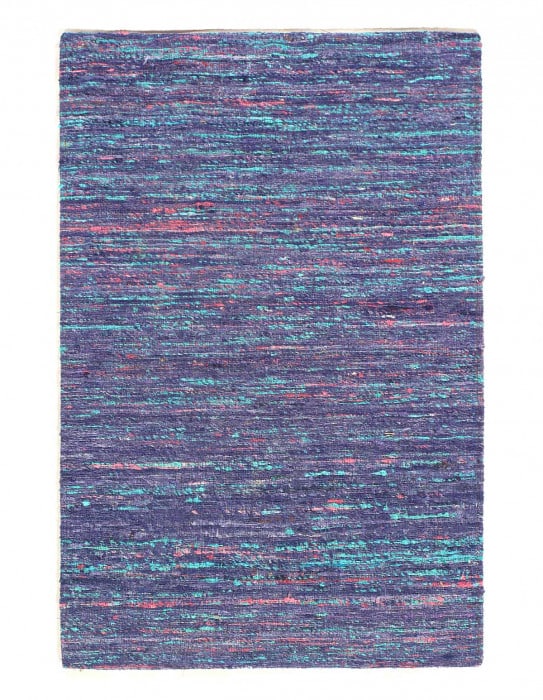 Blue Sari-Silk Modern Flat Weave Runner 2'x 3': Blue Sari-Silk Modern Flat Weave Runner 2'x 3' - New, Modern, Hand-Tufted, sari Silk, 300 -D10707, D10706 ,D10708- 862.This item is part of our fine auction collection which includes many fine home ac