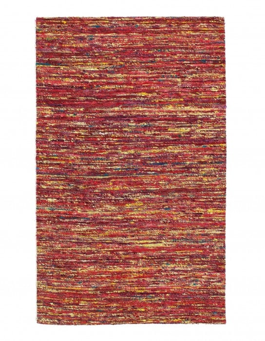 Red Flat-weave Tufted Sari Silk 4'x 6': Red Flat-weave Tufted Sari Silk 4'x 6' - NEW, Modern, Hand-Woven, sari Silk, 300 -D10603 , D10602 , D10601- 862.This item is part of our fine auction collection which includes many fine home