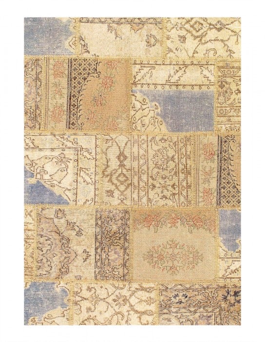Beige Turkish Patchwork Rug 6' X 9' - 2