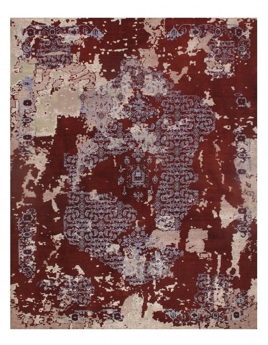 Red Modern Rug silk & wool 8'x10': Red Modern Rug silk & wool 8'x10' - New, Modern, Hand-Knotted, Wool & Silk, 300 -D08882- 862.This item is part of our fine auction collection which includes many fine home accessories including