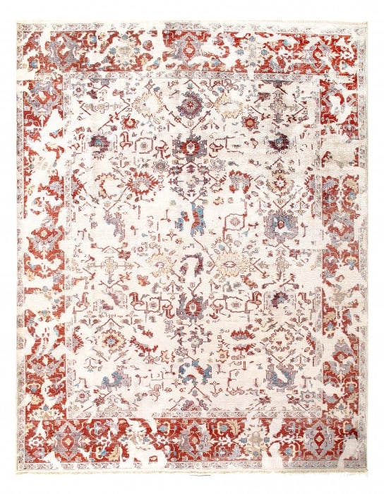 Ivory Broken Design Rug 9'.3'' x 12'.0: Ivory Broken Design Rug 9'.3'' x 12'.0 - New, Modern, Hand-Knotted, Wool & Silk, 300 -D08371- 862.This item is part of our fine auction collection which includes many fine home accessories including