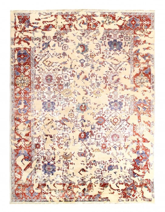 Ivory Modern Broken Design Rug 8'.10'' x 12'.0: Ivory Modern Broken Design Rug 8'.10'' x 12'.0 - New, Modern, Hand-Knotted, Wool & Silk, 300 -D08370- 862.This item is part of our fine auction collection which includes many fine home accessories inc
