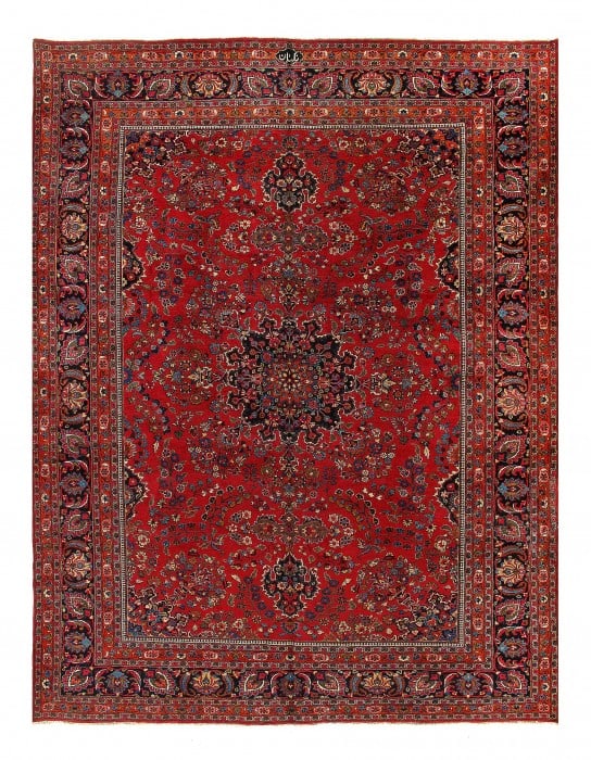 Rust Persian Hand Knotted fine Mashad 9'11'' X 13'2'': Rust Persian Hand Knotted fine Mashad 9'11'' X 13'2'' - Circa 1980s, Mashhad, Hand-Knotted, Lamb's Wool, 300 -D03282- 862.This item is part of our fine auction collection which includes many fine home
