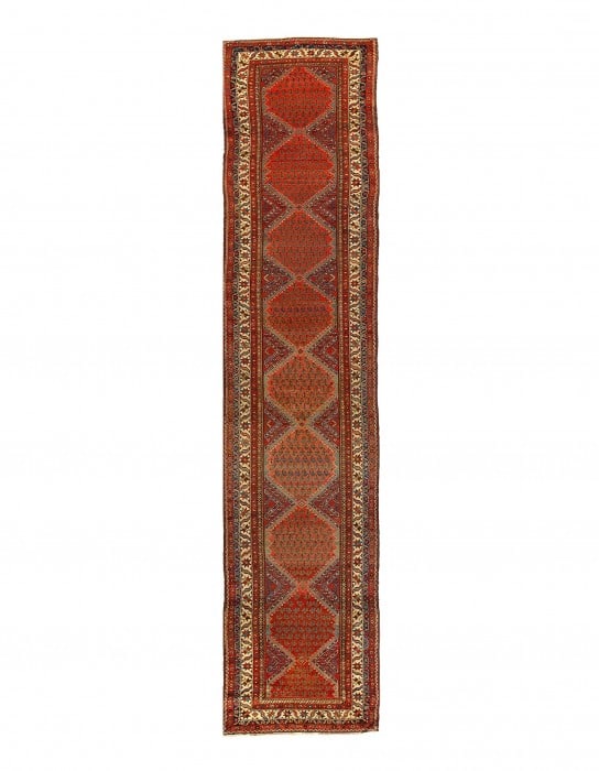 Rust Persian Hand Knotted Antique Malayer Runner 3'6'' X 17'1'' (1 of 9)