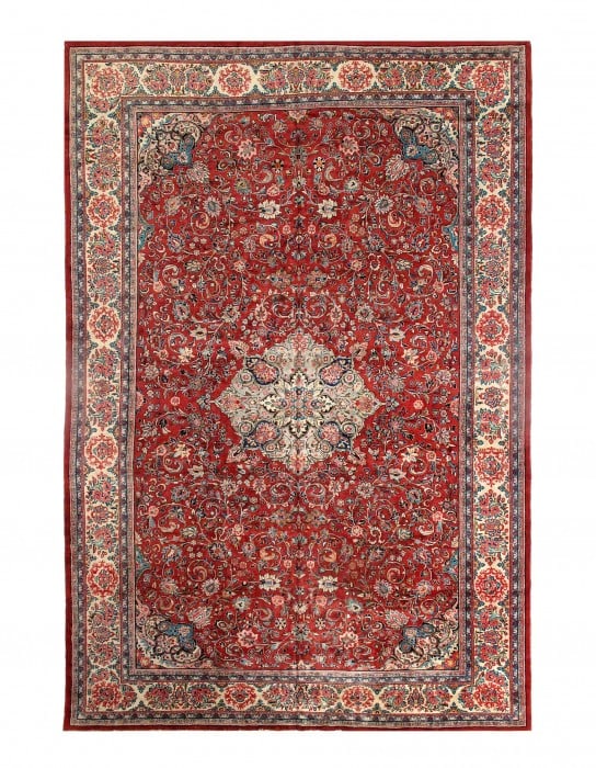 Red color Fine Hand Knotted Persian Mahal 12' X 18'9'': Red color Fine Hand Knotted Persian Mahal 12' X 18'9'' - Circa 1920, Mahal, Hand-Knotted, Lamb's Wool, 300 -D10848- 862.This item is part of our fine auction collection which includes many fine home a