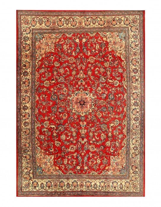 Red Persian Hand Knotted fine Mahal 10'1'' X 13'9'': Red Persian Hand Knotted fine Mahal 10'1'' X 13'9'' - Circa 1970, Mahal, Hand-Knotted, Lamb's Wool, 300 -51896- 862.This item is part of our fine auction collection which includes many fine home acces