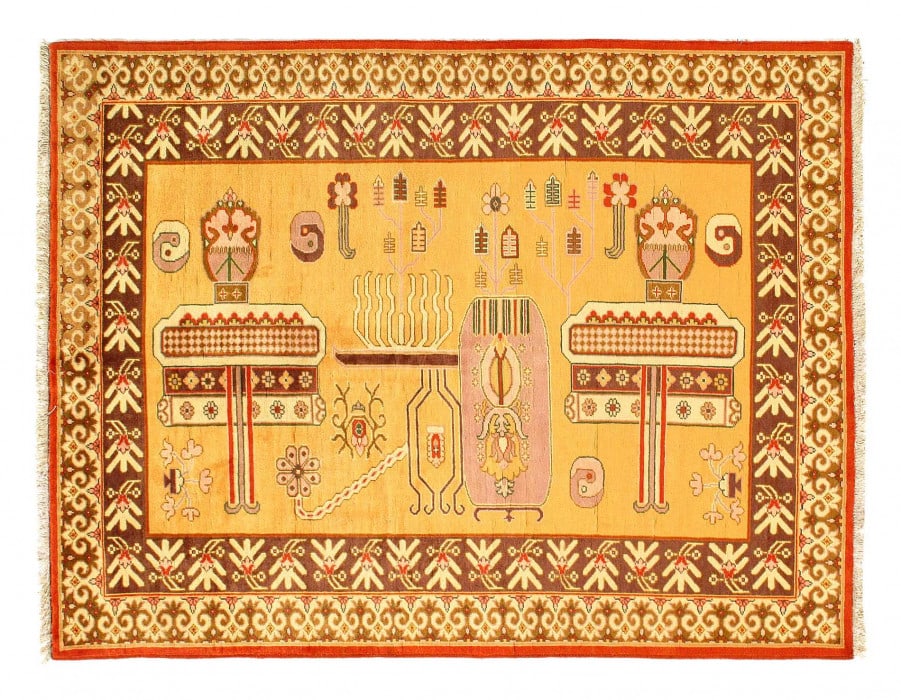 Fine Hand knotted Khotan design 5'X 6': Fine Hand knotted Khotan design 5'X 6' - NEW, Khotan, Hand-Knotted, Lamb's Wool, 300 -D14162- 862.This item is part of our fine auction collection which includes many fine home accessories including a